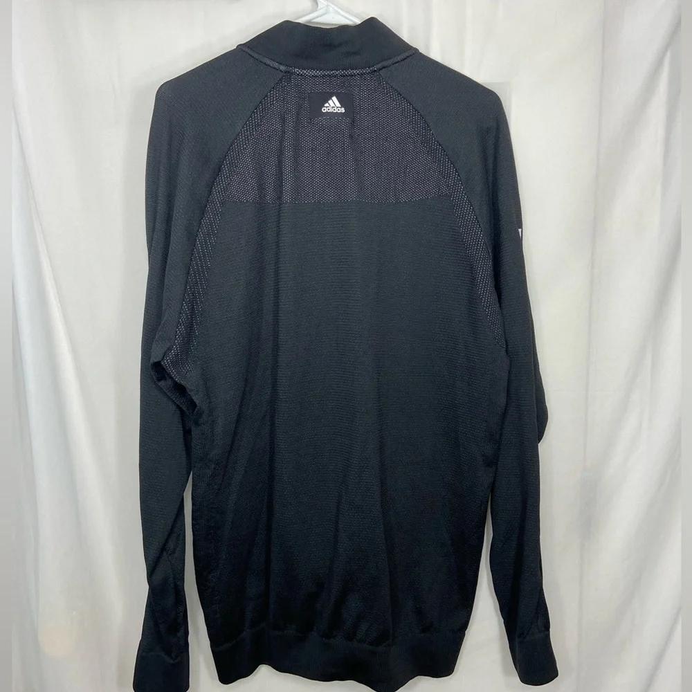 NWOT Adidas men’s black white‎ striped ID knit bomber jacket zip pocket large